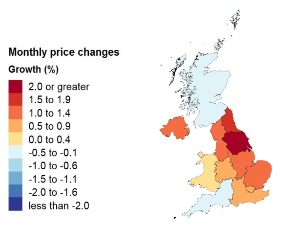 Monthly Regional House Price Changes